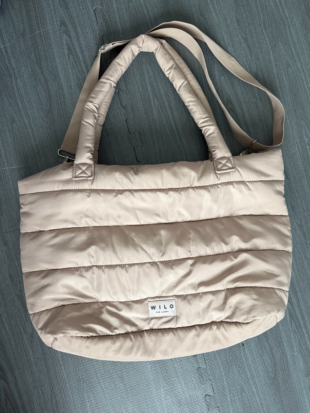 Quilted Tote Bag in Beige
